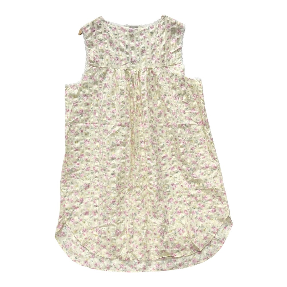 Character Seersucker Floral Lace Trim Nightgown Yellow Sleeveless 2X New NOS